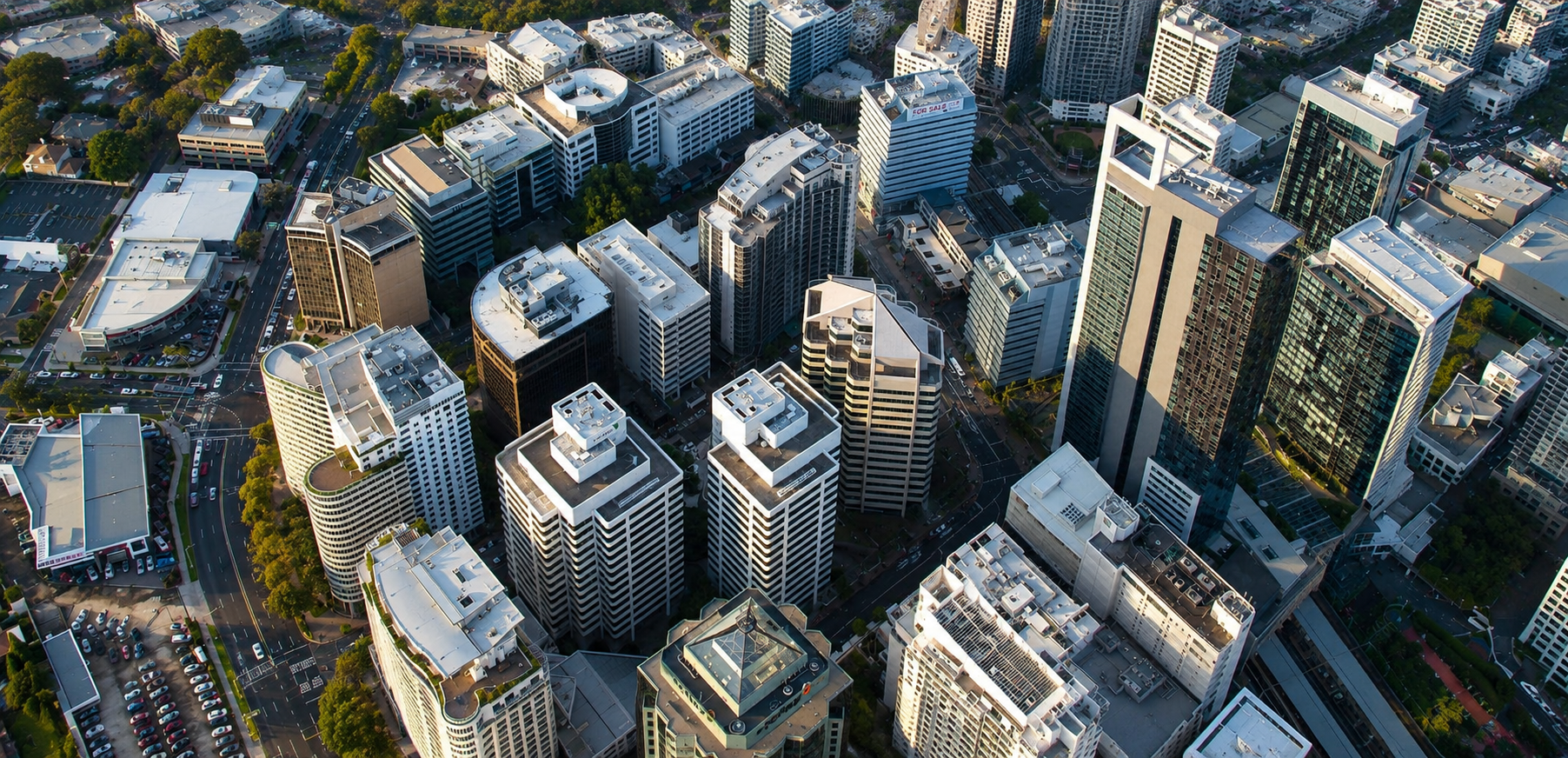 Business district aerial view