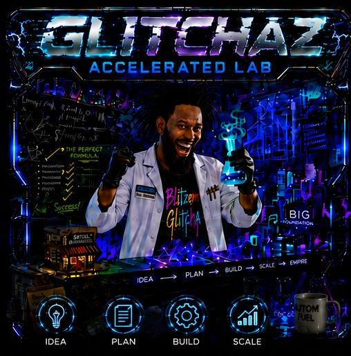 Dr. Glitcha in the Accelerated Lab: IDEA, PLAN, BUILD, SCALE