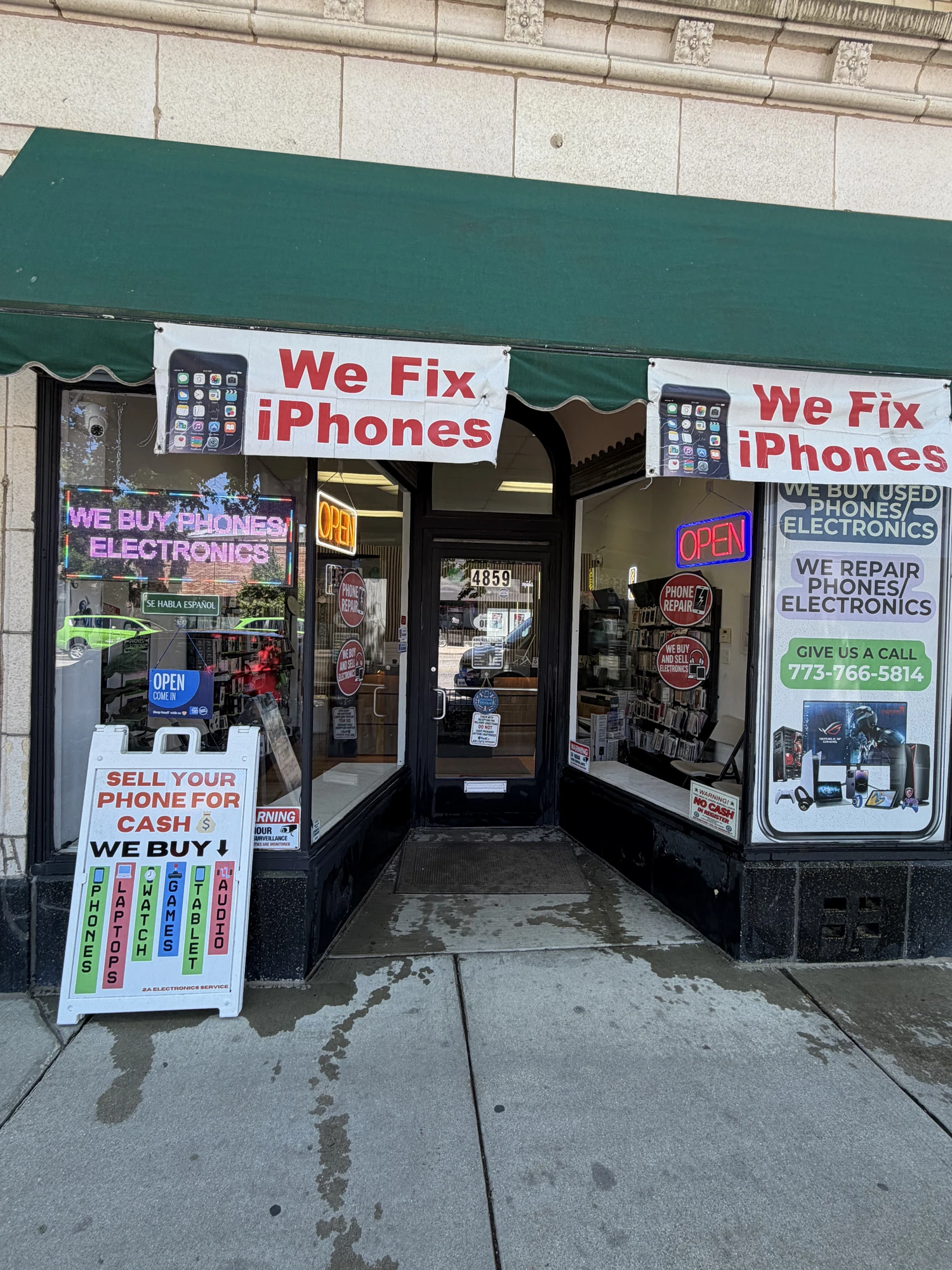 2A Electronics buyback and repair store exterior on Irving Park Road, Chicago