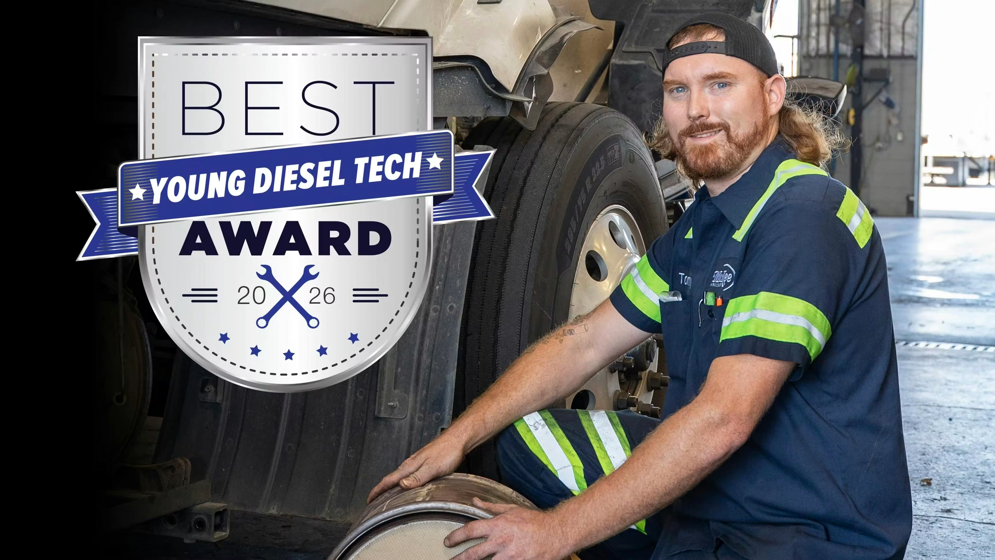 Tommy Crenshaw with the 2026 Best Young Diesel Tech Award