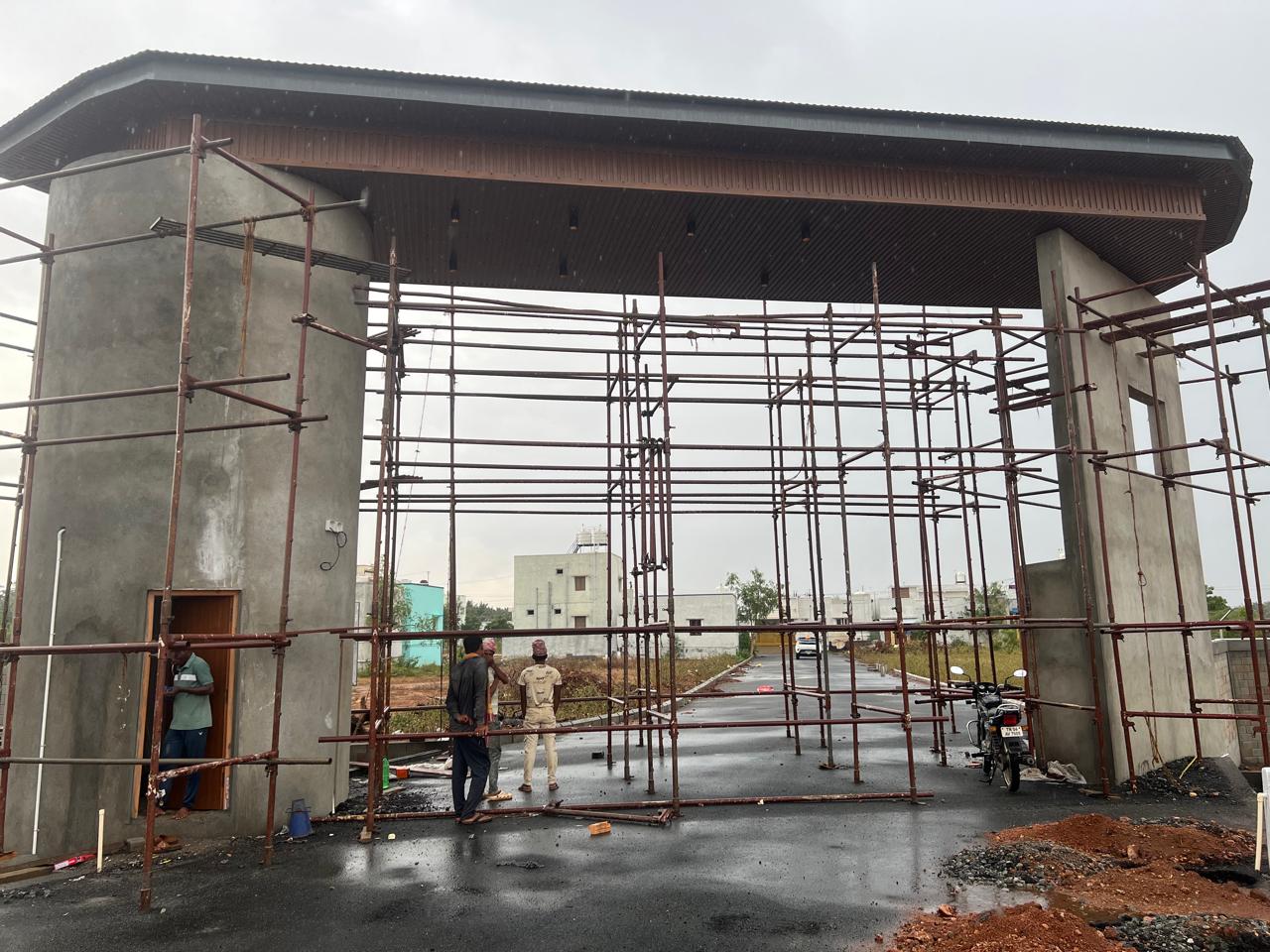 Grand entrance arch of Airport City Coimbatore under construction at Neelambur