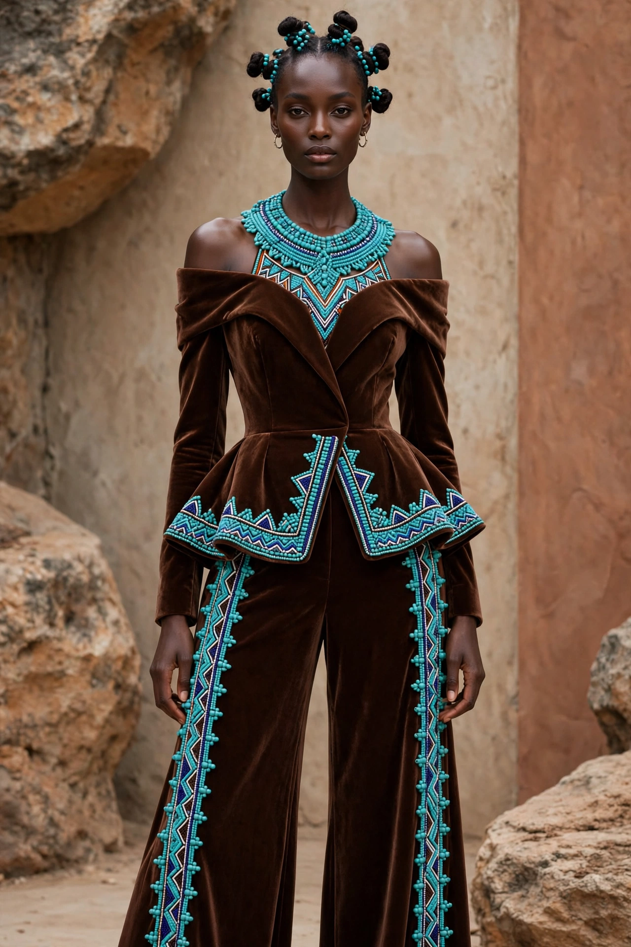 The Kente peplum trouser suit