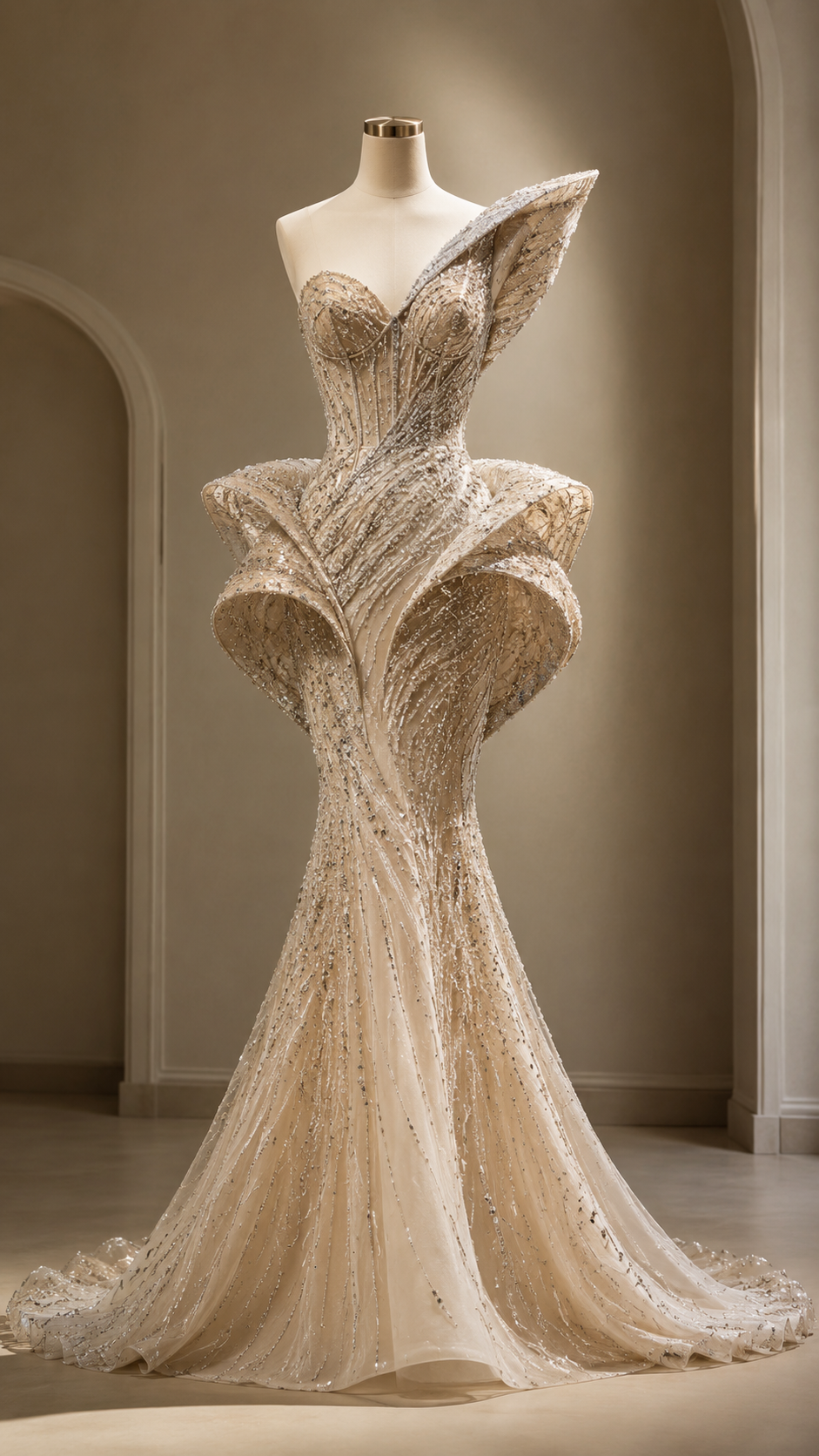 Ivory beadwork, engineered into petals