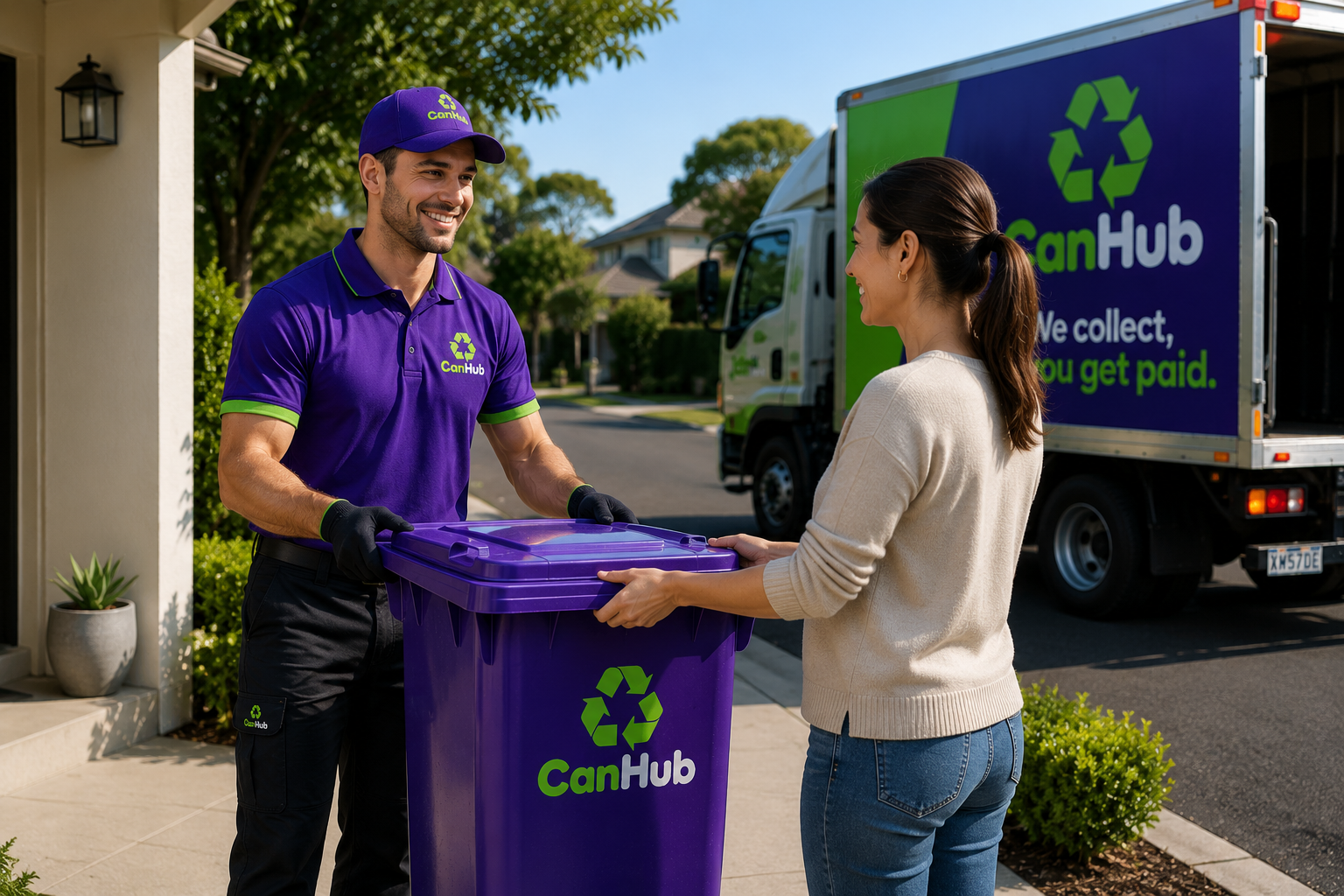 CanHub home collect truck picking up empties