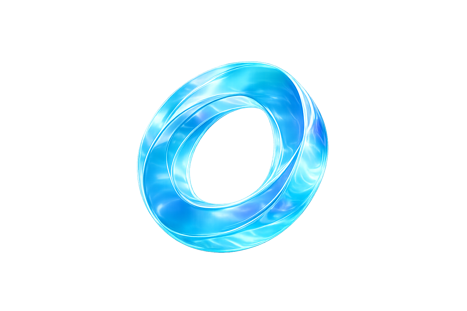 Aurevon brand visual, a luminous blue glass torus floating on a dark background