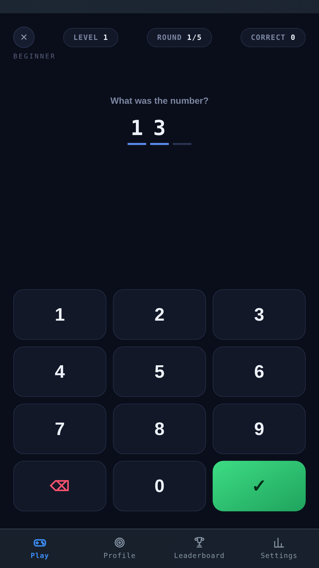 Number Recall · remember the number