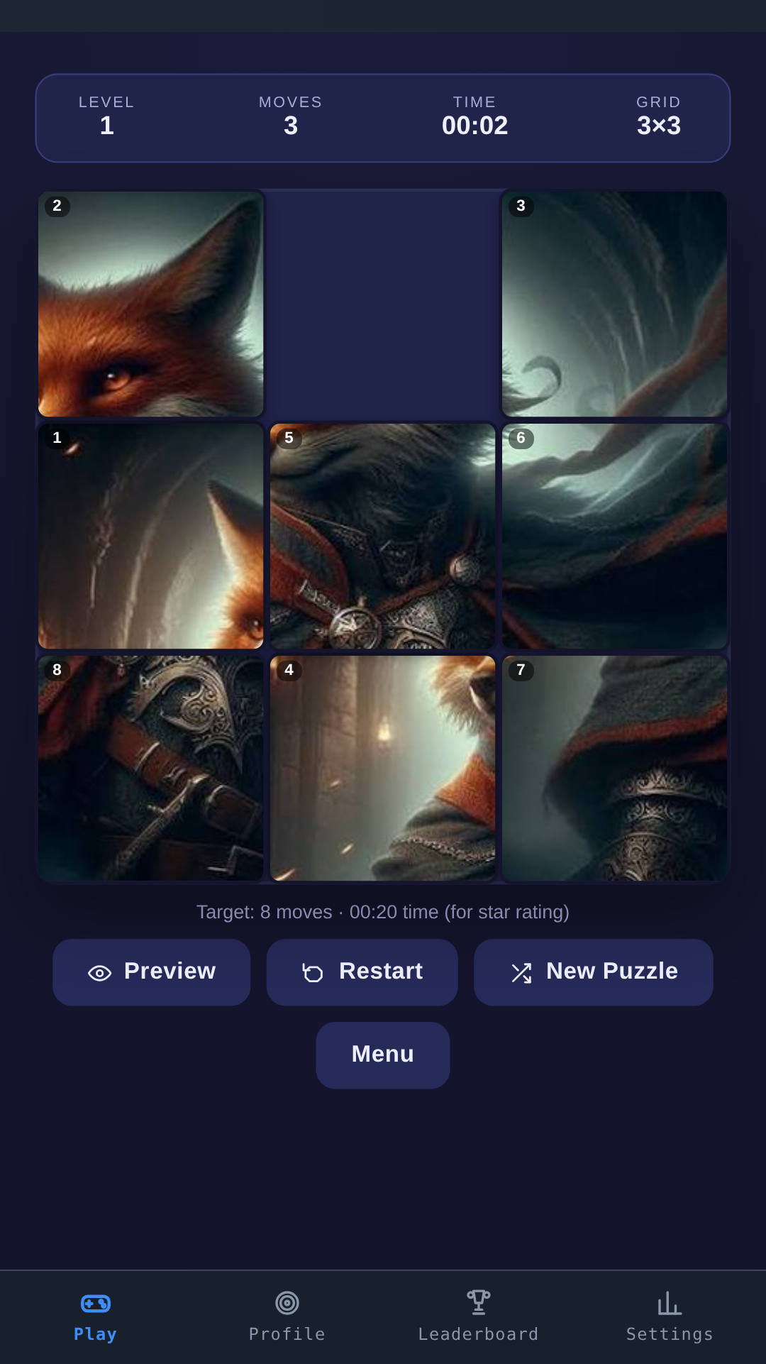 Sliding Puzzle · solve the image