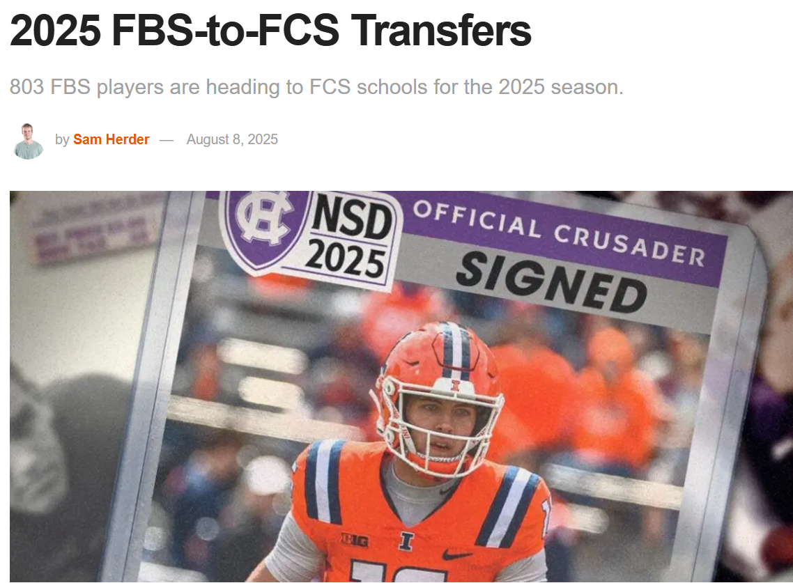 2025 FBS-to-FCS Transfers - HERO Sports