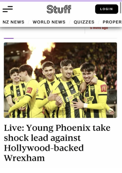 Wellington Phoenix — Wrexham coverage
