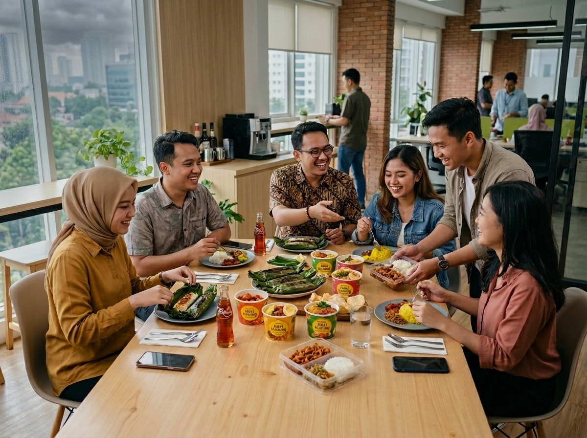 POV Pembeli — meja makan siang kantor