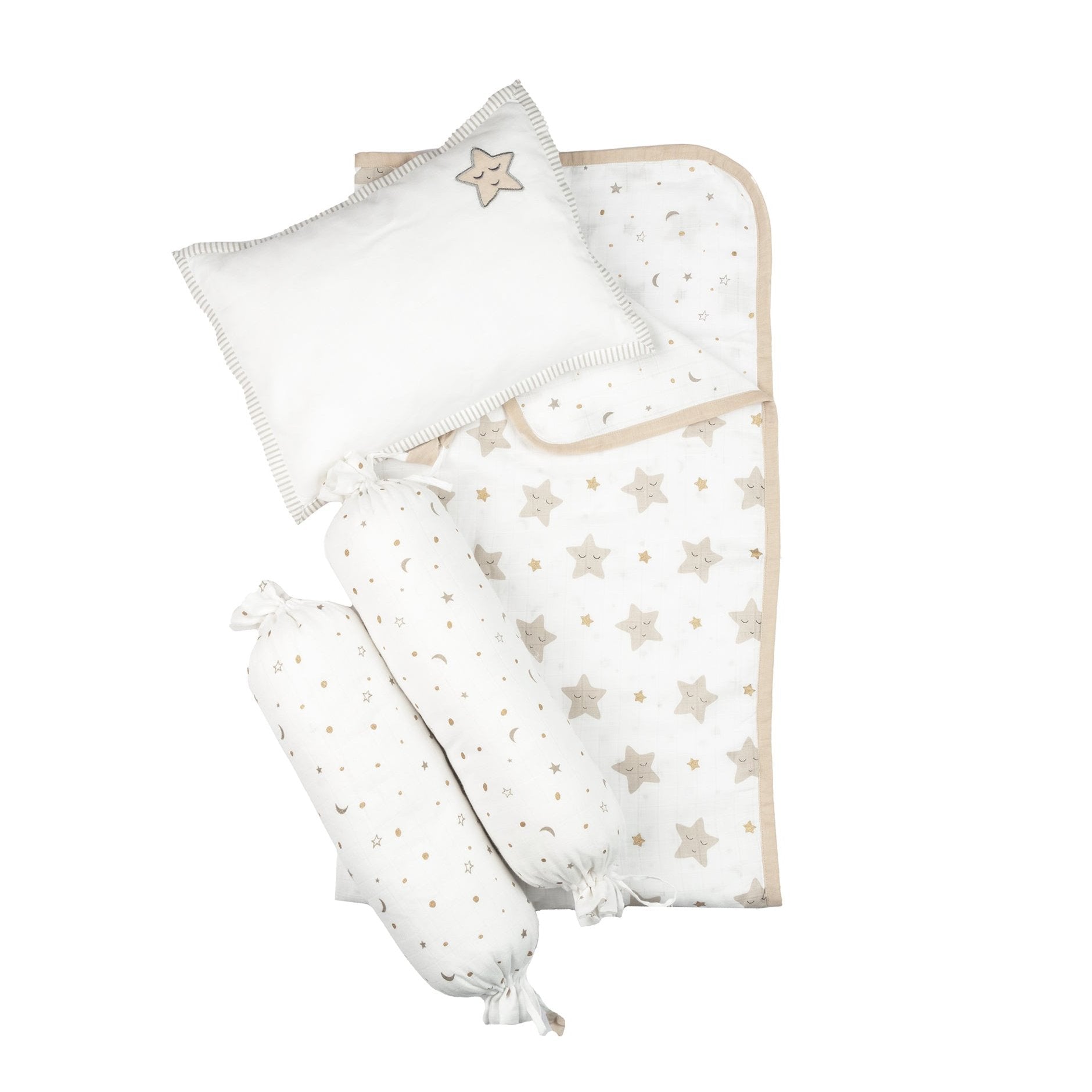 Mini Cot Sets — Sleepy Star · pillow + bolsters — Pannolino WhatsApp catalogue