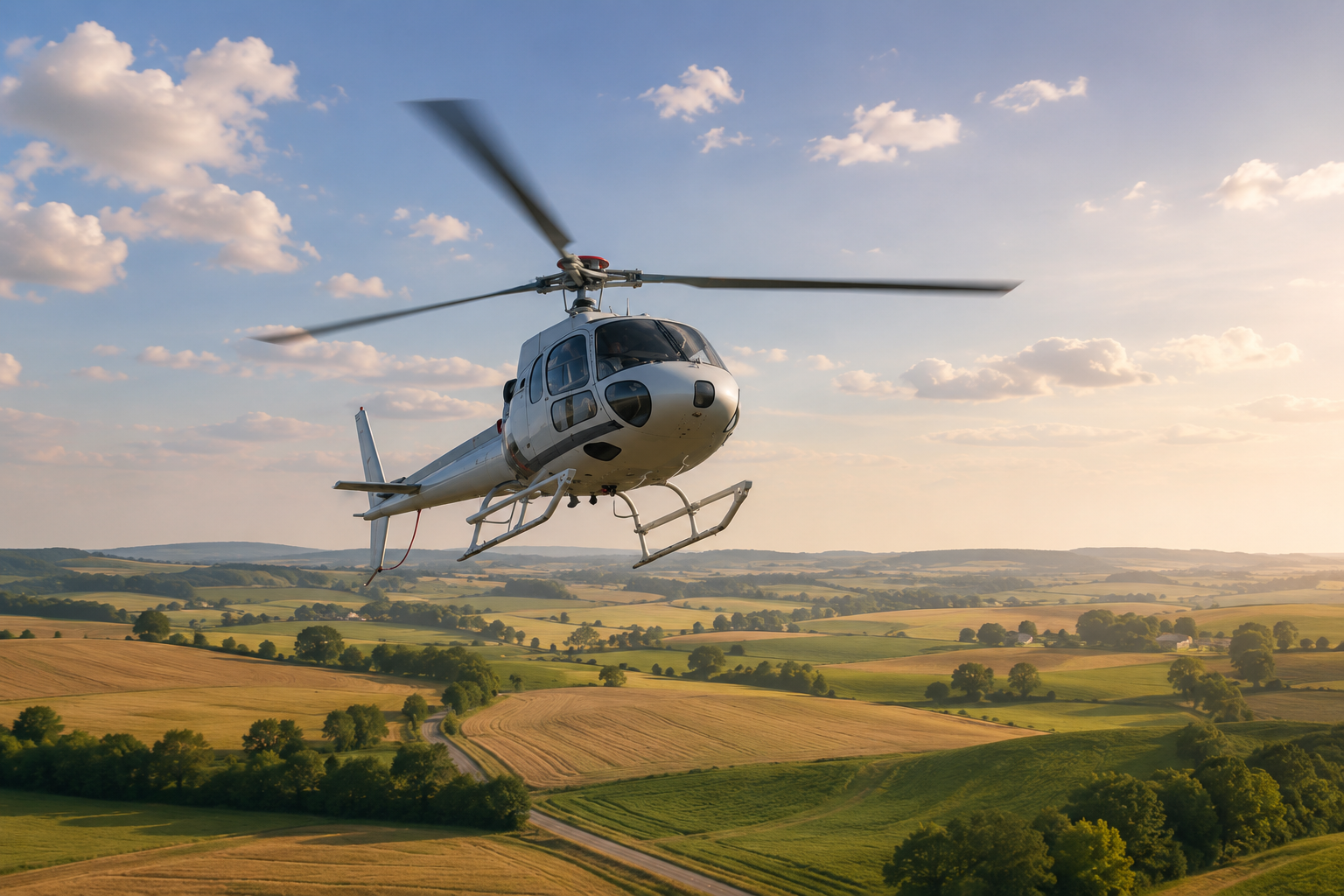 Hélicoptère survolant la Belgique