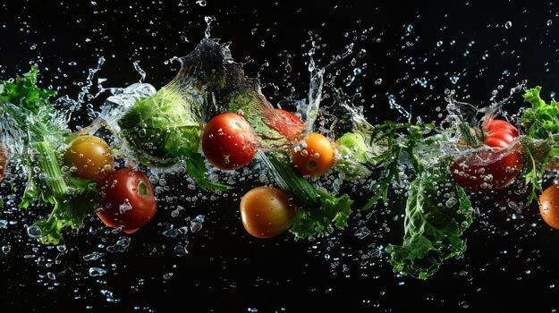 Fresh vegetables being washed