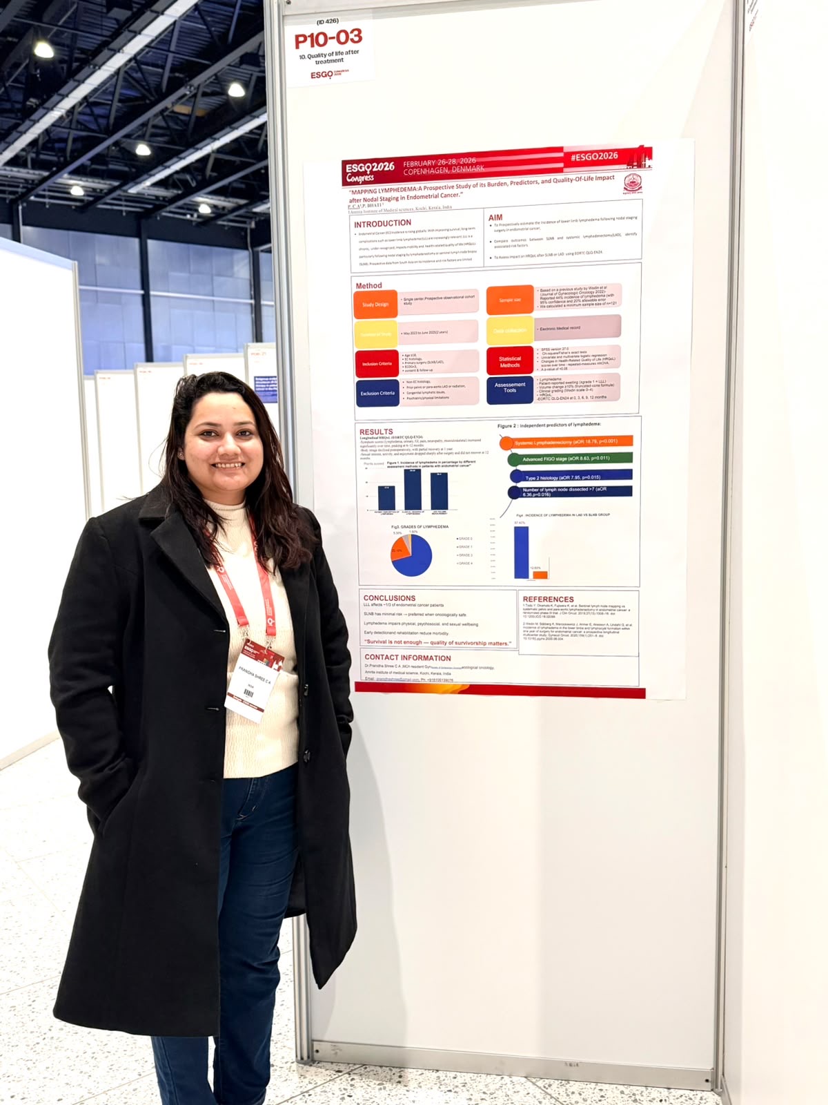 Dr. Pranidha Shree presenting her research poster at the 27th ESGO Congress 2026, Copenhagen