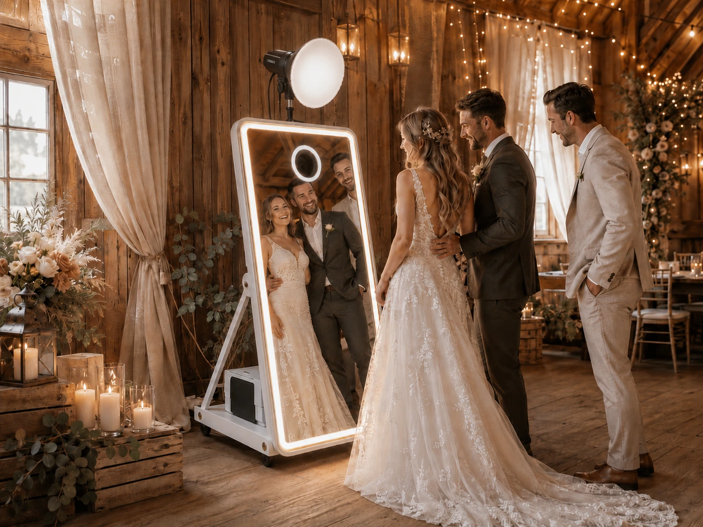 Magic Mirror ohne goldenen Barockrahmen bei einer Feier