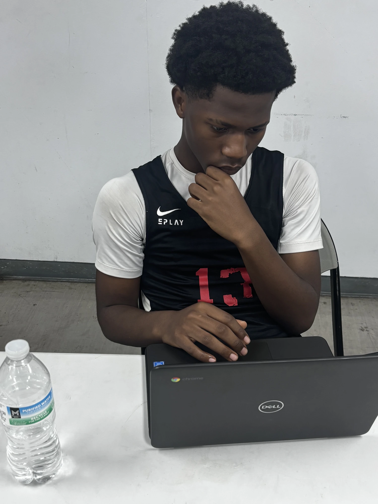 Student at the keyboard