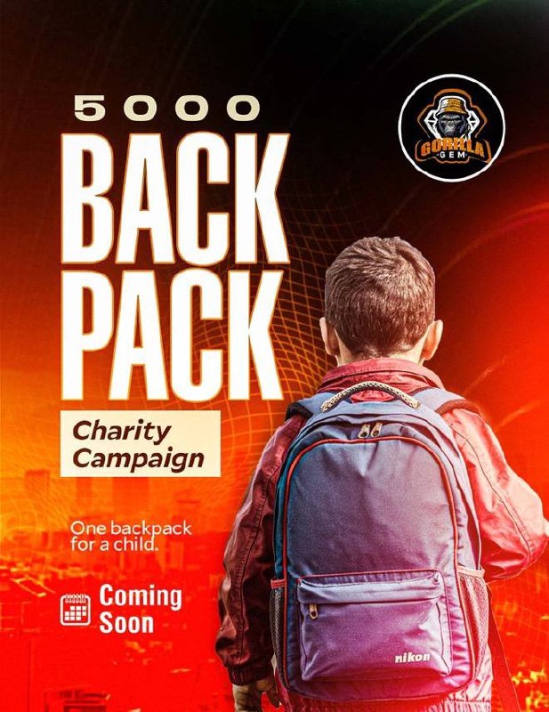 Official 5,000 Backpack Charity Campaign poster
