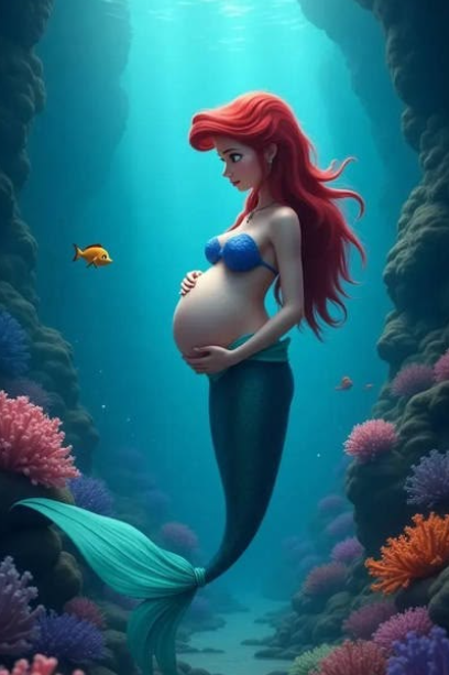 Ariel embarazada — ilustración inspiracional para futuras mamás en Disneyland Paris