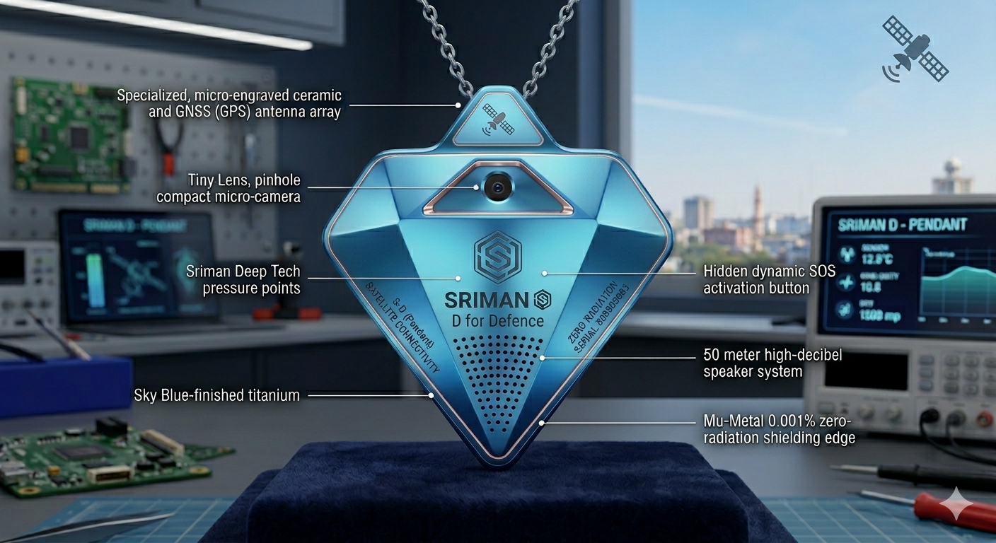 Sriman D — Sky Blue titanium defence pendant